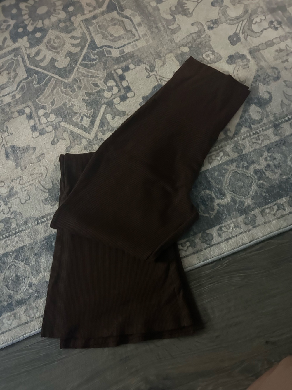 No Boundaries Ribbed Wide-Leg Pants — Dark Brown